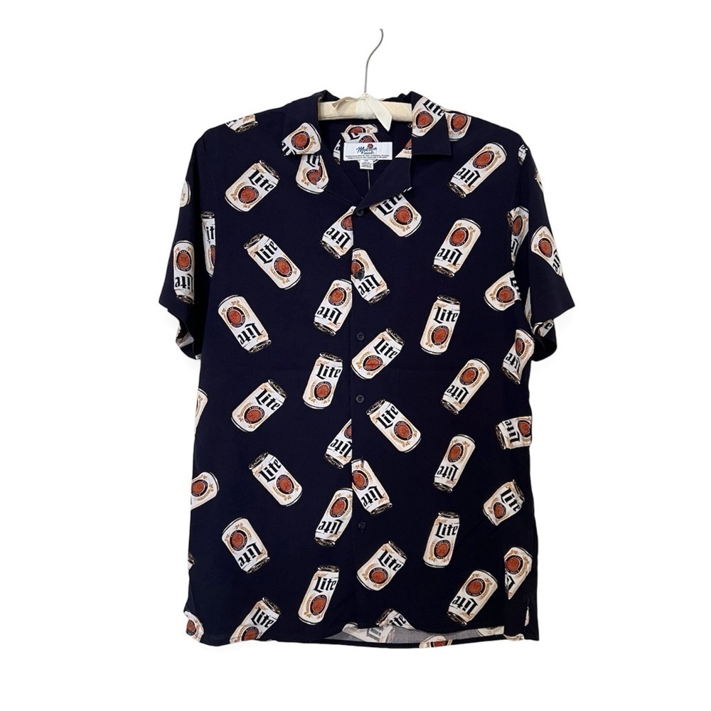 [NWT] Molson Miller Lite Graphic Print Button Short-Sleeve Collared Shirt - Sz S
